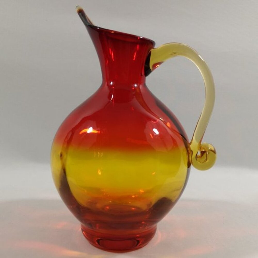 Vintage (Blenko?) Amberina Art Glass Vase Red Yellow Orange Beautiful